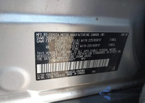 2019 Toyota Rav4 Xle from USA, damaged, VIN 2T3W1RFV1KC030977